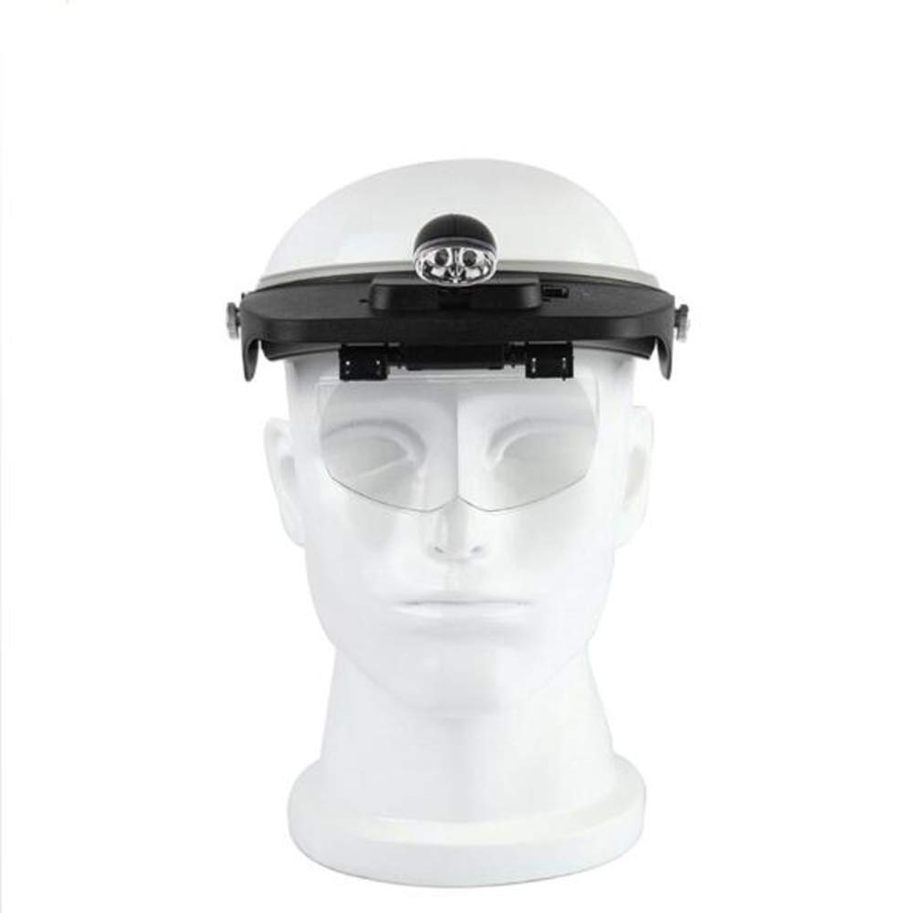 4-Linsen-Vergrößerungsbrille Mit Led-Beleuchtung (1,2X, 1,8X, 2,5X, 3,5X), Freihändig Bedienbar, Mit Stirnband, Lesebrille Und 2 Led-Leuchten