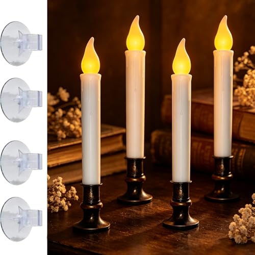 Image of 4PK Battery Operated LED Window Candles, 7.75 inch Christmas Candle Lamp