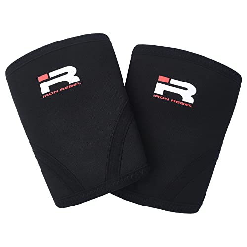 Iron Rebel Performance Elbow Sleeves, Thick Neoprene Compression Elbow Brace, Heavy Duty Elbow Support for Weight Training & Powerlifting, for Men and Women, 1 Pair (XX-Large, Black)