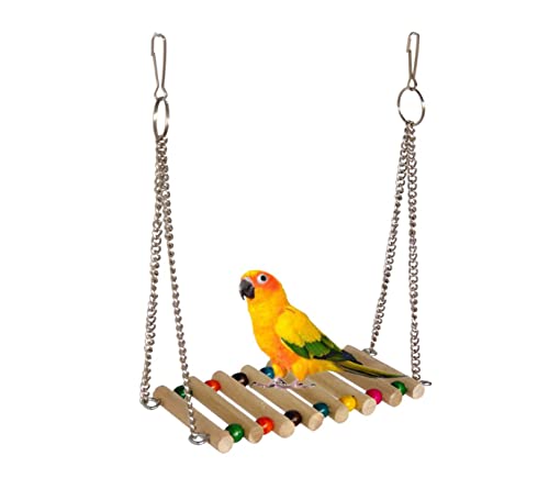 Image of KSK Parrot Swing Bird Toy | Natural Wood Cage Hanging Swing for Small & Medium Birds