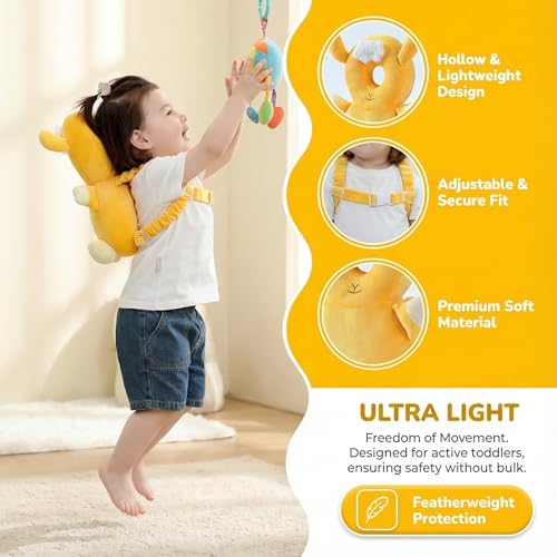 Image of Baby Head Protection Backpack - Soft Lightweight Fall Cushion for Toddlers During Crawling & Walking, Helps Ease Impact from Backward Tumbles(Lamb)