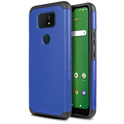 CaseMart Phone Case for [Cricket Ovation 2], [M-Kase Series][Blue] Shockproof Protective Dual Layered Hybrid Hard Cover for Cricket Ovation 2 (Cricket Wireless)