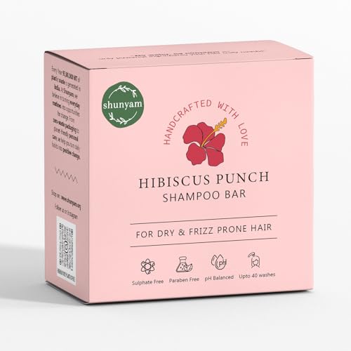 Image of Shunyam All-Natural Shampoo Bar for Dry and Frizzy Hair - Sulphate Free, Natural, Eco-Friendly, Sustainable, Plastic Free - Hibiscus Punch, 70 gm