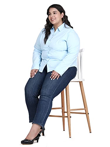 Image of Blue Ronin Full Sleeve Stylish Western Official Formal Shirts for Women Regular Fit Plus Size