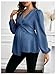 MakeMeChic Women's Maternity Blouse Twisted V Neck Lantern Sleeve Elegant Pregnancy Peplum Tops Blue Medium