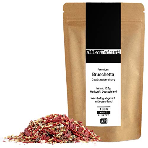 allerFeinst! - Premium Bruschetta Gewürzzubereitung für Dips, Aufstriche, Saucen, Salate, Antipasti, Grillgewürze, 1er Pack (1 x 125g) Cover