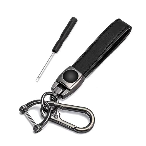 Vbeca Genuine Leather Car Keychain, Universal Key Fob Keychain Leather Key Chain Holder For Men And Women, 360 Degree Rotatable, With Anti-Lost D-Ring With Screwdriver #TOP4