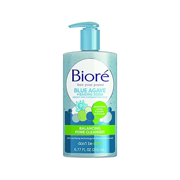 BiorÃ© Daily Blue Agave + Baking Soda Balancing Pore Cleanser, Liquid Cleanser for Combination Skin, to Penetrate Pores & Gently Exfoliate Skin, 6.77 Ounce