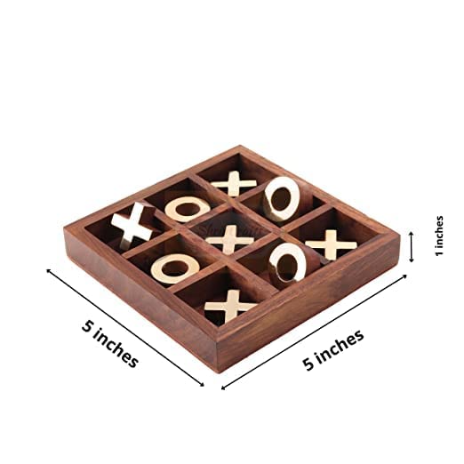Image of STAR CRAFT 6 Years And Up Wooden Tic Tac Board Game Handmade Noughts And Crosses Tik Tak Toe Pedagogical Board Wooden Zero Kata Game (Brown)