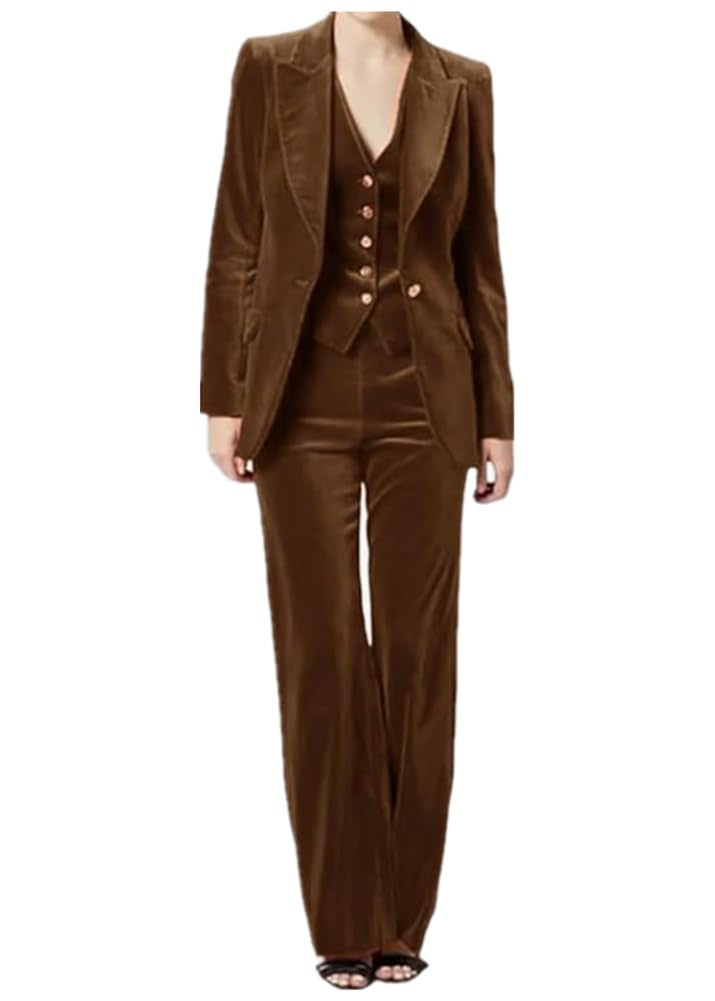 Velvet Suit for Women Womens Tuxedos Women Dressy Womens Suits 3 Piece Set Business Blazers for Work Professional