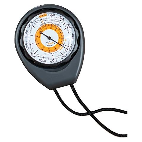 Sun Company Altimeter 203 - Battery-Free Altimeter and Barometer | Weather-Trend Indicator with Rugged ABS Case and Lanyard | Reads Altitude from 0 to 15,000 Feet Cover