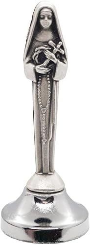 Mini estatua de santo, figuras clásicas cristianas y católicas, metal plateado, parte inferior adhesiva, se fija fácilmente al tablero del