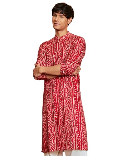 Image of VASTRAMAY Men's Bandhani Rayon Kurta