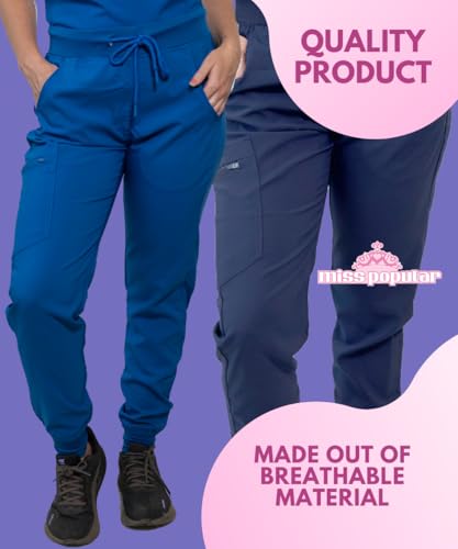 MISS POPULAR Women's Scrub Joggers Pants with Pocket Elastic Waist for Medical, Nurse, Doctor3