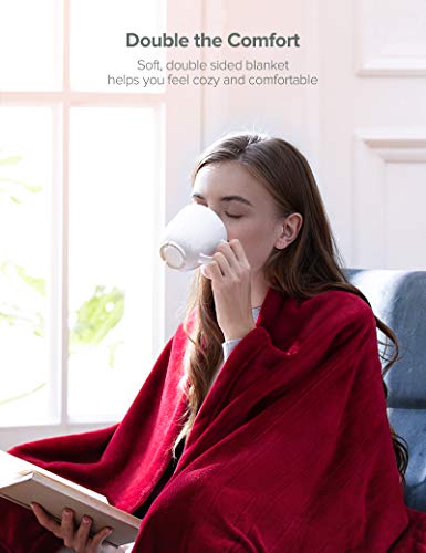 Sable Electric Throw, 50" x 60" Full Body Warming Blanket Twin, Double-Layer Flanne Fast 10 Levels, Over-Heat Protect, Machine Washable, For Home Office Use, Red - Thumbnail 4