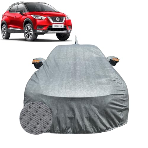 Image of Car Cover for Nissan Kicks (2019-2023) | 100% Waterproof Cover with Antenna & Reflective Mirror Pockets | Dustproof, Scratchproof, Heatproof Kicks Car Cover |Soft Cotton Lining| Grey