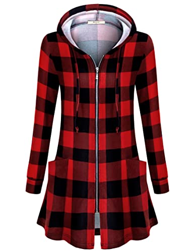 Image of Miusey Womens Zip Up Long Hoodie Jacket Lightweight Tunic Sweatshirt Open Front Cardigan