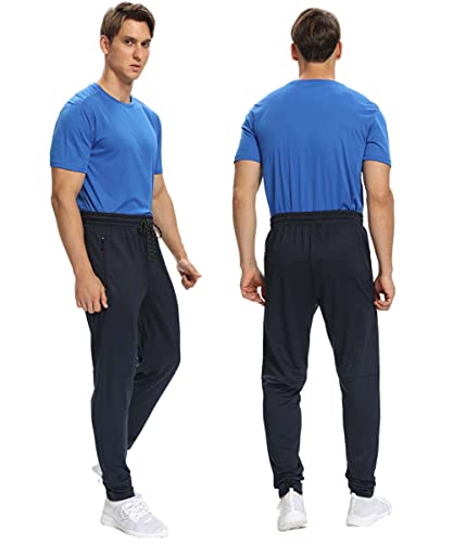 Mens 2-Pack Jogger Gym Sweatpants, Athletic Jogger Workout Pants For Men,Running Track Pants With Zipper Pockets (Black/Navy, Xl, X_L) #TOP4