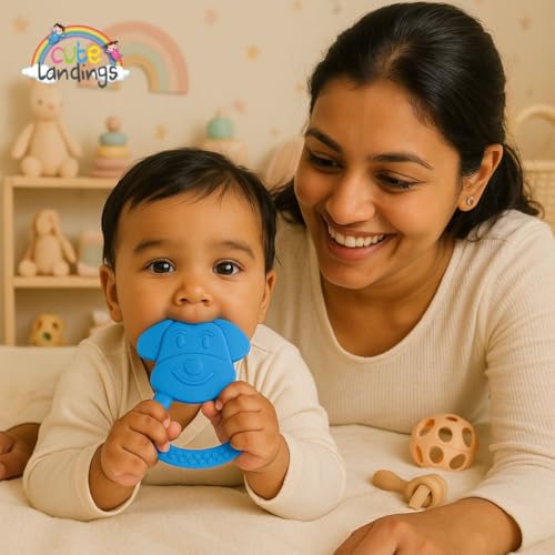 Image of Silicone Teething Toy for Newborn Baby Boys & Girls | BPA-Free, Food-Grade | Gum Relief, Chewing Aid |Teether| Easy-to-Grip Essentials (3+ Months)