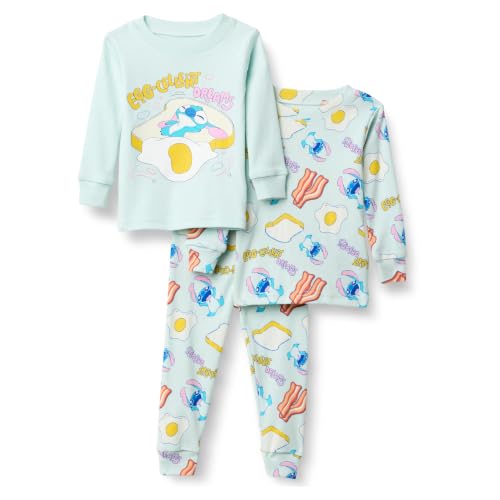 Amazon Essentials Disney Toddler Girls' Cotton Snug Fit Pajama Set (Previously Spotted Zebra), Stitch Breakfast, 4T - image 1
