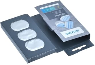 Siemens Descaling Tablets TZ80002A, Removes Limescale and Protects Against Corrosion, Original Accessories, Suitable for EQ Series Coffee Machines, Built-in Machines, White, (Pack of 3) 1 Pack