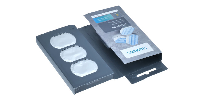 Siemens Descaling Tablets TZ80002A, Removes Limescale and Protects Against Corrosion, Original Accessories, Suitable for EQ Series Coffee Machines, Built-in Machines, White, (Pack of 3) 1 Pack