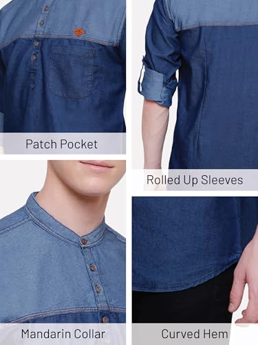 Image of Kuons Avenue Men's Short Denim Kurta | Kurta Shirt for Men