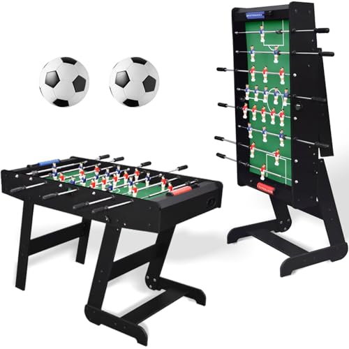 Catennacio Zizou Baby-Foot Enfant & Ados Pliable Noir – Babyfoot Compact 121 cm – Barres Télescopiques Acier, 2 Balles Incluses – Gain de Place &...