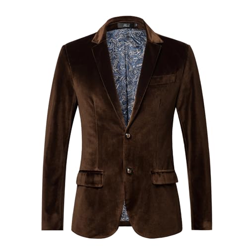 THWEI Mens Velvet Blazer Slim-Fit Fashion Solid Suit Jacket