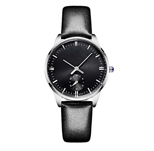 Simple Bracelet En Cuir Décontracté Boucle D'aiguille Deuxième Tube Imperméable Montre Homme Quartz Montre Montre En Cuir,Black2-OneSize Cover