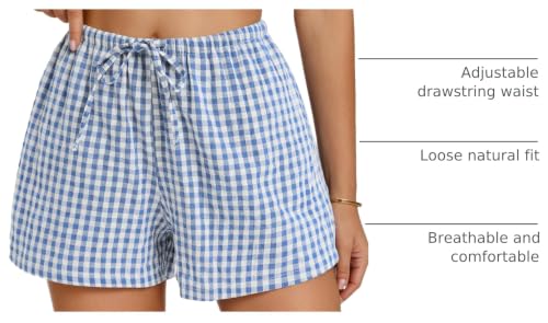 Image of Women Boxer Shorts with Pockets Comfy Breathable Drawstring Short Cotton Pajama Lounge Trendy Beach Casual