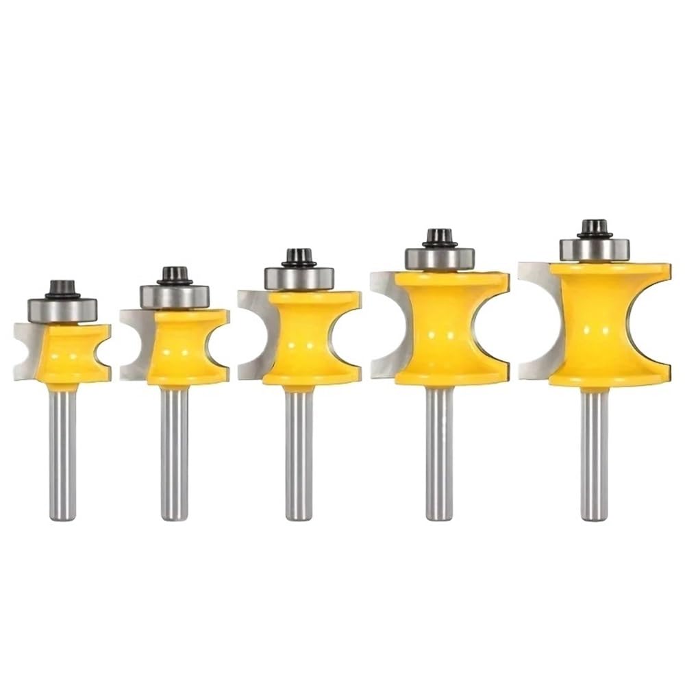 5 Pezzi Fresse Arrotondamento Bordo Con Cuscinetto, Albero 6.35Mm