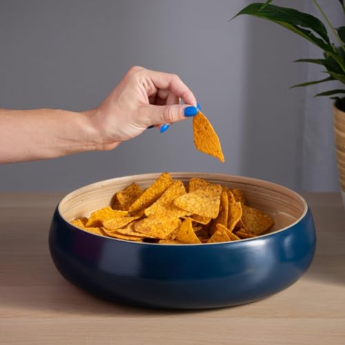 Dehaus® Large Stylish Bamboo Fruit Bowl - 30cm, Navy Blue - Wooden Salad Serving Bowl - Fruit Basket for Kitchen or Bread Basket - Table Centrepiece Decoration - Home & Kitchen Tableware Accessories - Cosy Home Interiors Dehaus® Large Stylish Bamboo Fruit Bowl - 30cm, Navy Blue - Wooden Salad Serving Bowl - Fruit Basket for Kitchen or Bread Basket - Table Centrepiece Decoration - Home & Kitchen Tableware Accessories - Image 2