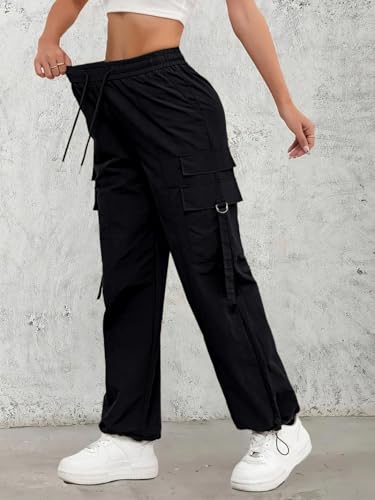 Image of Leriya Fashion Cargo Pants For Woman | Trousers For Womans |High Waist PolyCotton Trouser for Women - Flared Parachute Pants with Side Pockets |Womens Cargo Pant | Track Pant For Womans |Elegant for College & Events (Available in Plus Size)