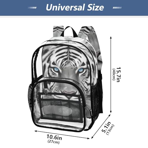 Clear Bag for Women Travel Kids Backpack Boys Girls Approved See through Bag Black White Tiger4