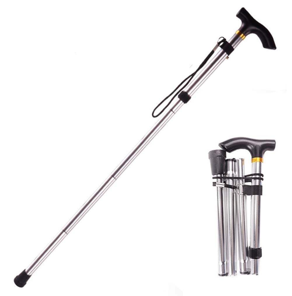 Deambulatori per anziani Bastone da passeggio regolabile, Stampella pieghevole antiscivolo Stampella portatile ultraleggera per anziani Stampella per anziani telescopica in alluminio Canna ultra cor
