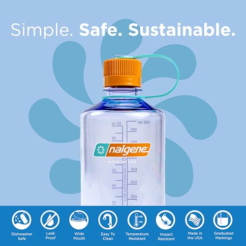 Image of Nalgene Leak Proof Tritan BPA-Free Water Bottle - 32 oz Narrow Mouth - Made in the USA for Outdoor Use & Daily Hydration (Amethyst) (Pack of 6)