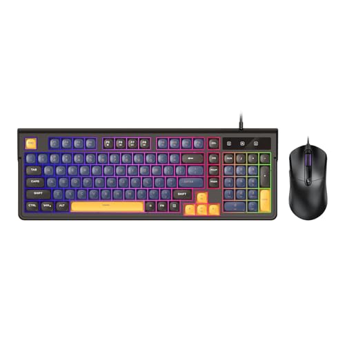Teclado retroiluminado RGB de 98 teclas con sensación mecánica y conexión USB