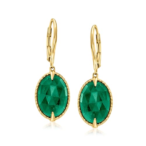 Ross-Simons 10.00 ct. t.w. Emerald Drop Earrings in 18kt Gold Over Sterling