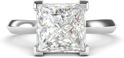 Bague fiançailles argent 925 princesse 8mm pour femme