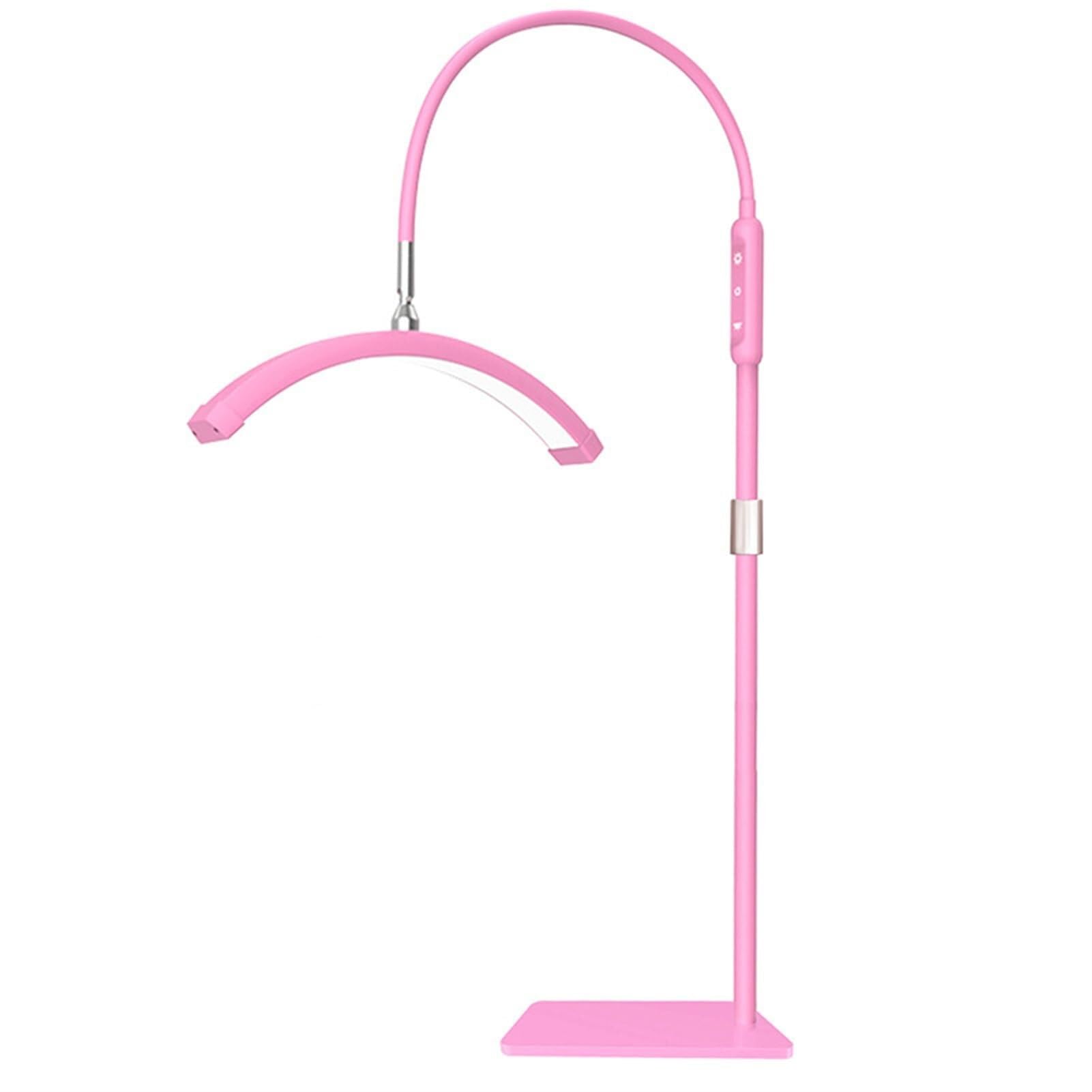 DMXQJK Eyelash LED Floor Lamp, Esthetician Lash Lighting, Lash Tattoo Half Moon Lamp with Flexible Bracket, Pink