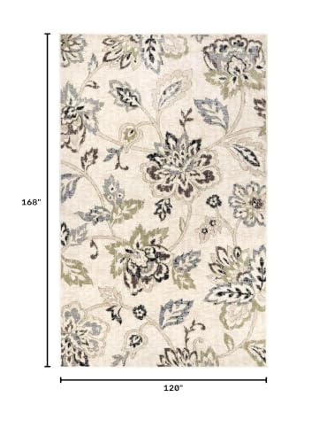 Image of Superior Indoor Large Area Rug, Modern Floral Decor, 10'x14', Beige Brown