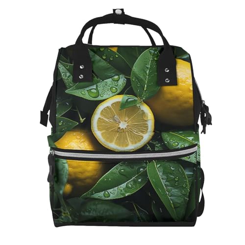 Sac à dos à langer grande capacité citron pour maman