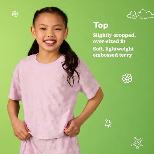 Image of Saint Eve Kids Girls 2 Piece Terry Outfit Set Soft T Shirt and Shorts Matching Lounge Set Summer Clothes for Girls