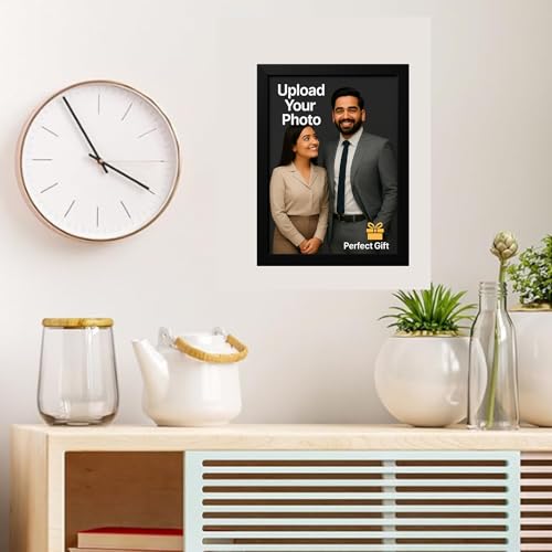 Image of Customized Photo Frame with Single image Upload | Personalized Gift for Birthday, Anniversary, Wedding, Couples, Friend | Black Wooden Frame (6x8 Inch, A4 Size)