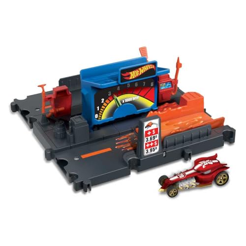 Image of Hot Wheels City Gas Station Playset with 1 Car, Connects to Other Sets, Car-Activated Features, Track Play Details, Gift for Kids