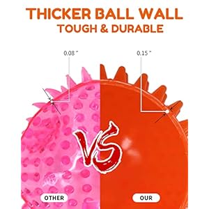 4.5” Heavy Duty Squeaky Dog Balls for Medium Large Dogs, Dog Toys for Aggressive Chewers, Spike Ball Toys for Clean Teeth and Training(2 Pack)