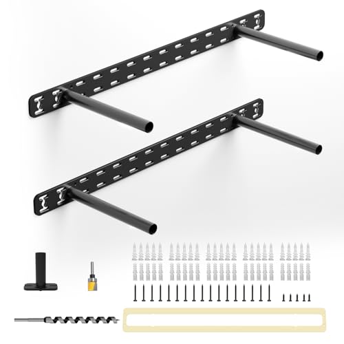 2pcs Floating Shelf Bracket Heavy Duty Decorative Floating Shelf Hardware Black Hidden Shelving Brackets for Wall,Floating Mantel Bracket for Over Fireplace (22X8X1.5 inch (for 2"-3.5" Thick
