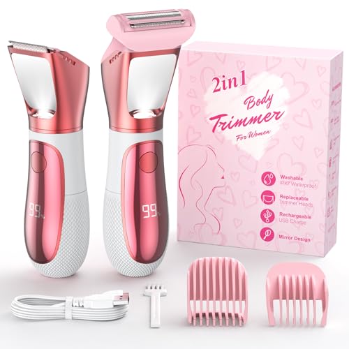 Image of Bikini Hair Trimmer with LED Mirror Pubic Hair Razor IPX7 Waterproof Electric Shaver with Ceramic Blades & Travel Lock