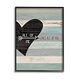 Stupell Industries 'All of Me Loves All Of You Distressed Heart', Framed Giclee Art, Black, 11 x 14 Inches, Easy to Hang and Sturdy, Made in USA, by Jo Moulton